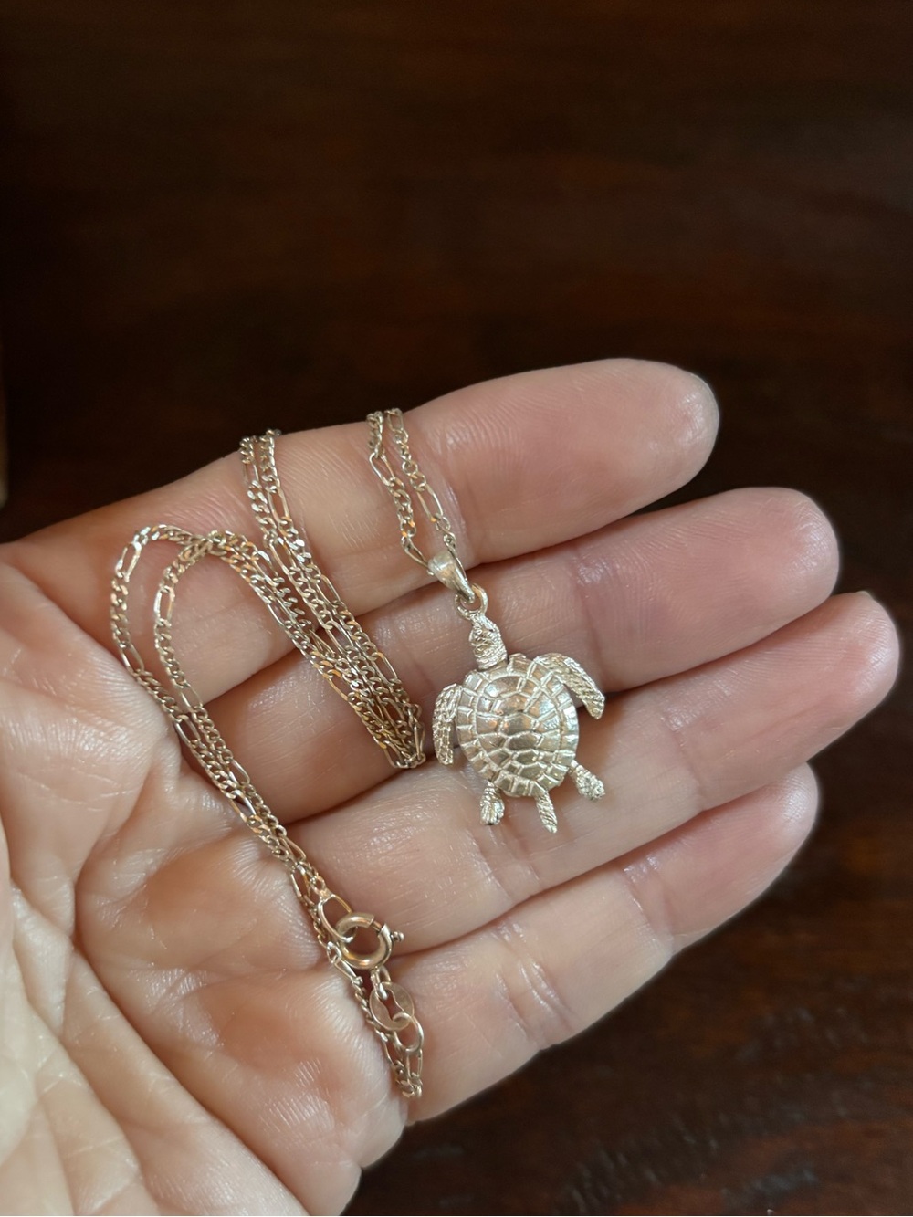 Vintage Sterling Silver Sea Turtle Pendant Necklace - Picture 5 of 13